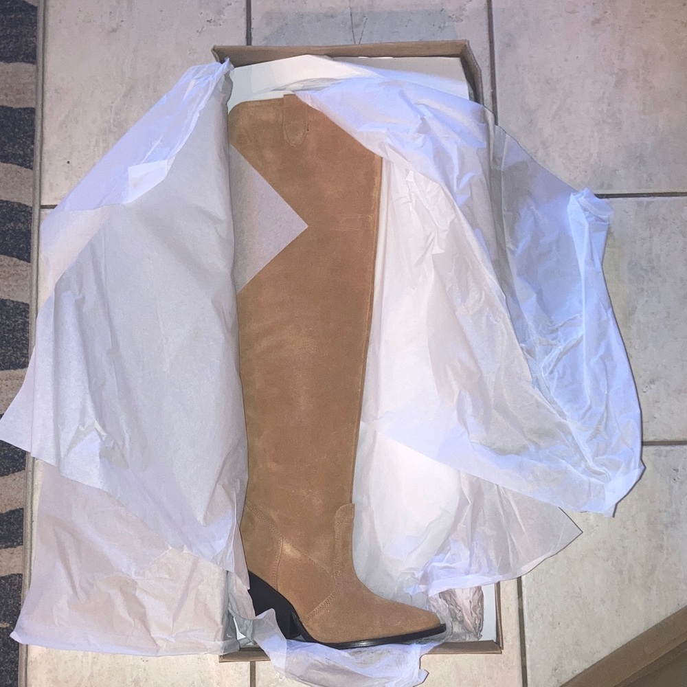 Free People Suede Over-the-Knee Boots - Tan